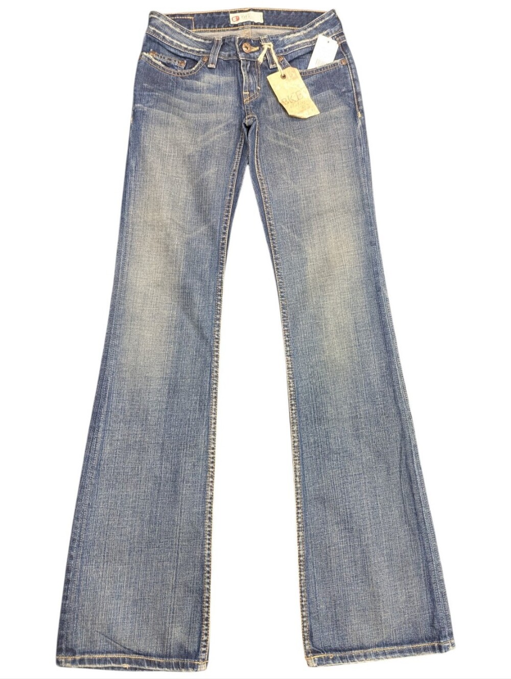 NWT BKE Starlite Super Low Rise BootCut Y2K Thick Stitching Jeans Size 24